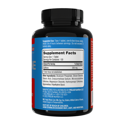 Prolab Nutrition Caffeine Energy Support, Zero Calories, Reduced Fatigue, Extra Strength Energy 200mg