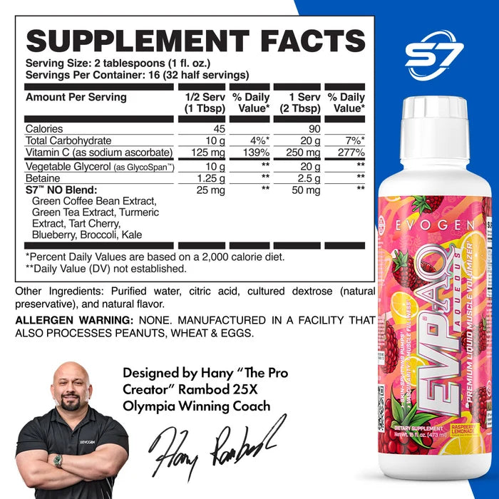 Evogen EVP AQ Liquid Glycerol – Hydration & Pump Formula – 16 Servings