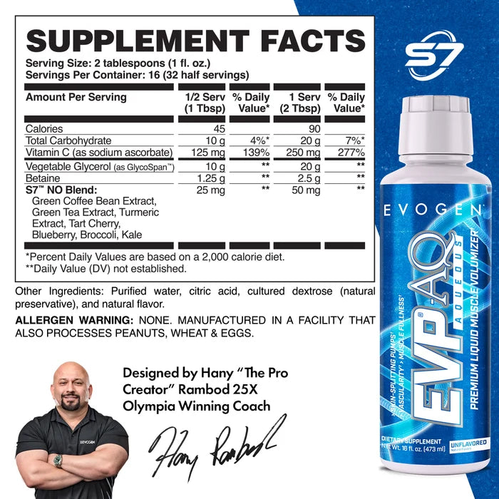 Evogen EVP AQ Liquid Glycerol – Hydration & Pump Formula – 16 Servings