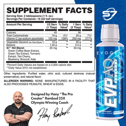 Evogen EVP AQ Liquid Glycerol – Hydration & Pump Formula – 16 Servings