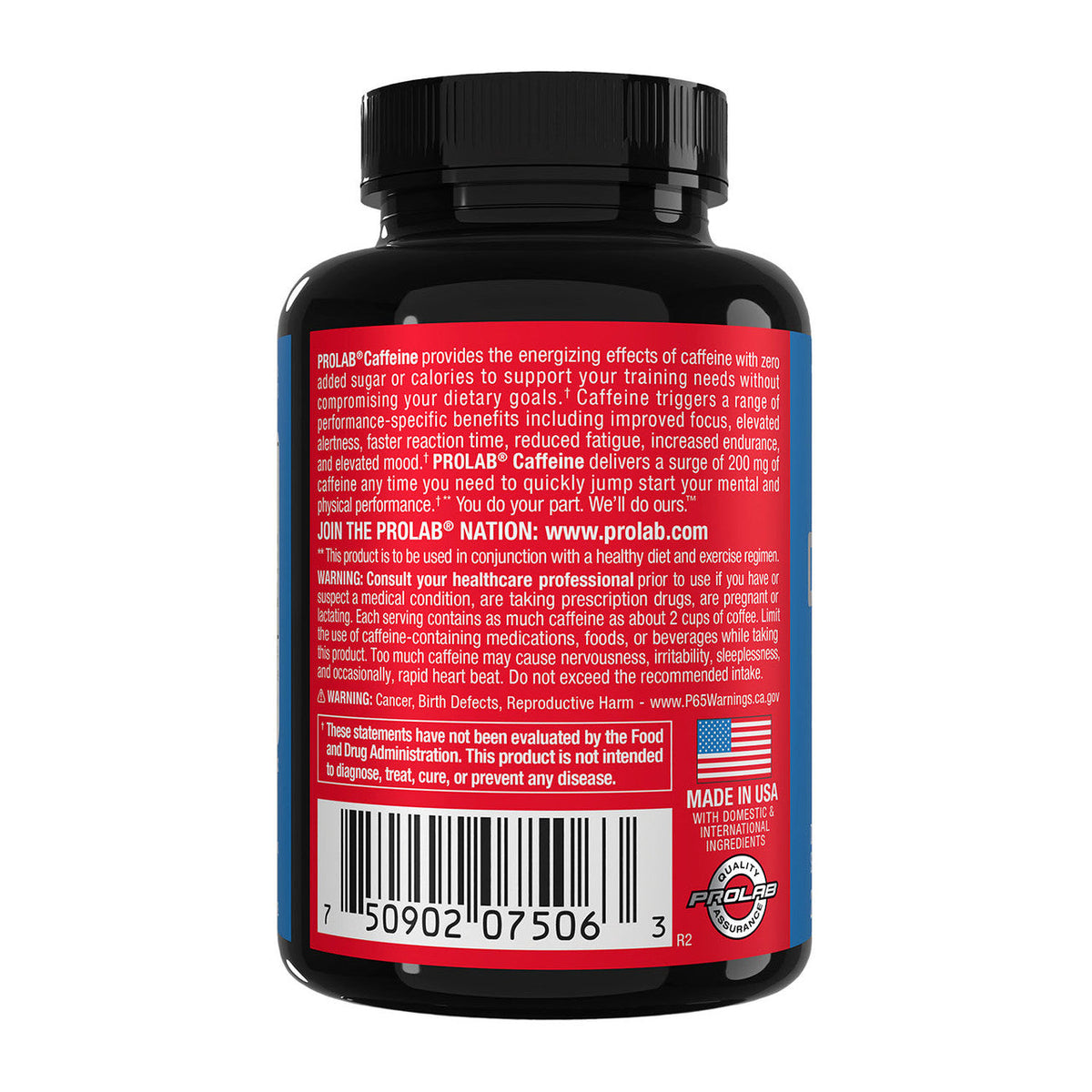 Prolab Nutrition Caffeine Energy Support, Zero Calories, Reduced Fatigue, Extra Strength Energy 200mg