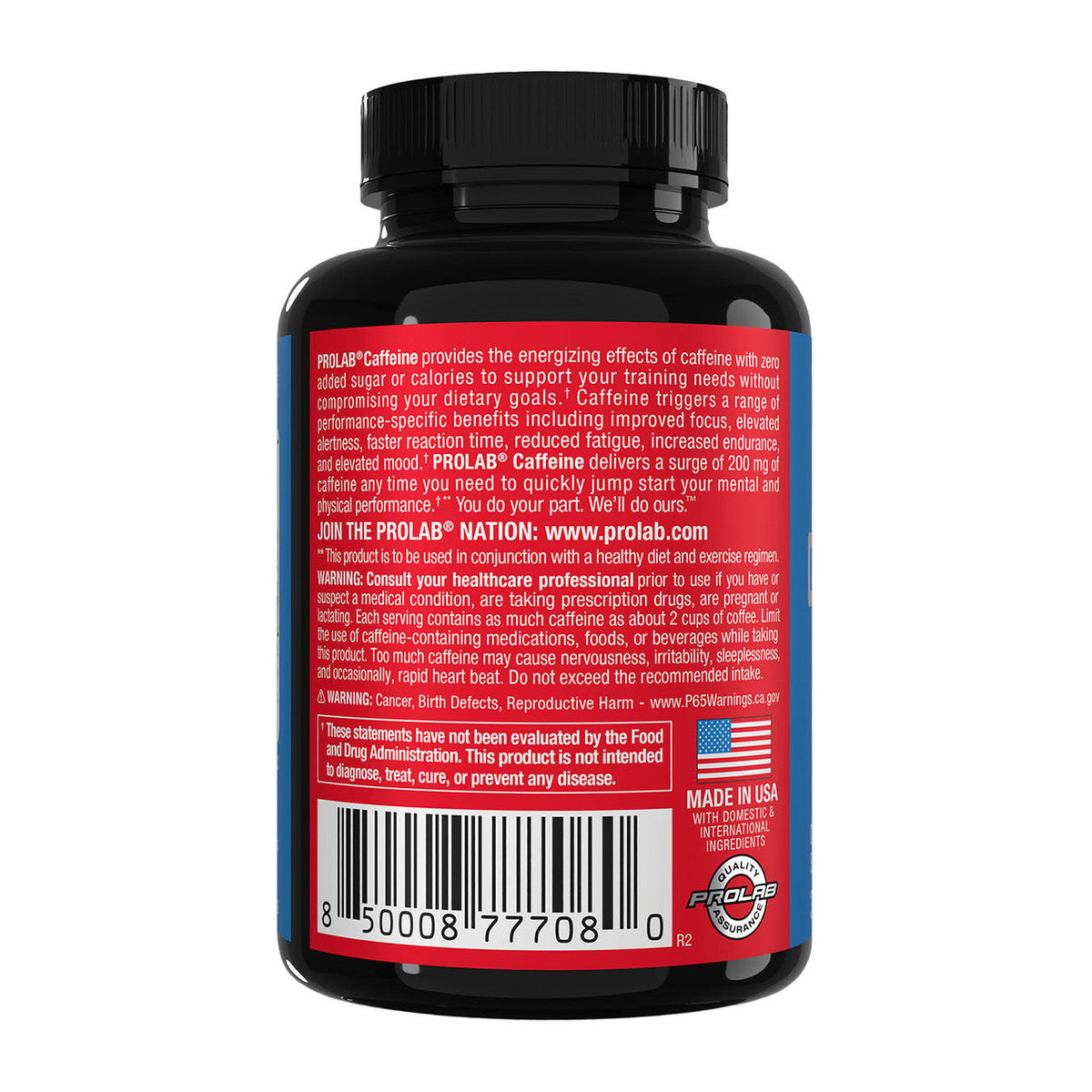 Prolab Nutrition Caffeine Energy Support, Zero Calories, Reduced Fatigue, Extra Strength Energy 200mg