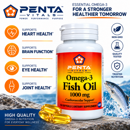 Penta Vitals Omega-3 Fish Oil 1000mg – EPA & DHA | 100 Softgels