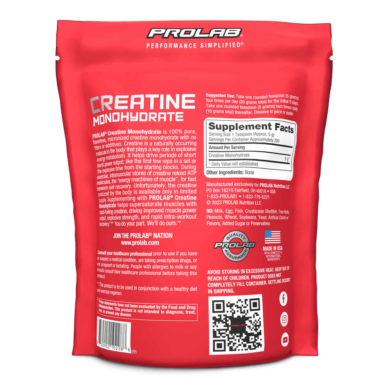 Prolab Nutrition Micronized Creatine Monohydrate Powder