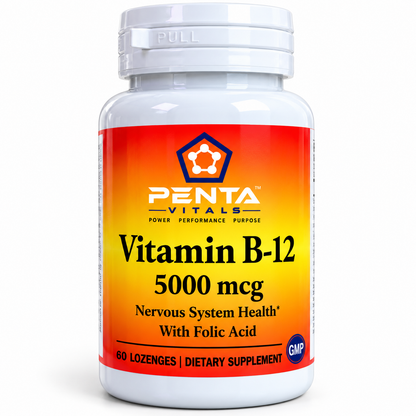 Penta Vitals Vitamin B-12 5000 mcg with Folic Acid – 60 Lozenges