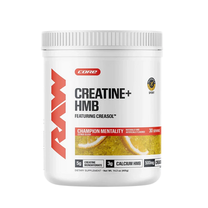 RAW Nutrition Creatine + HMB Powder | 5g Creatine Monohydrate + Recovery Support | 30 Servings