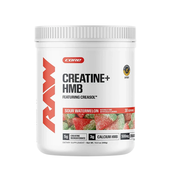RAW Nutrition Creatine + HMB Powder | 5g Creatine Monohydrate + Recovery Support | 30 Servings