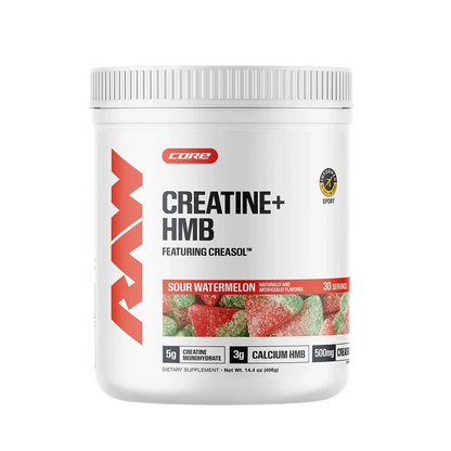 RAW Nutrition Creatine + HMB Powder | 5g Creatine Monohydrate + Recovery Support | 30 Servings