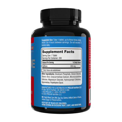 Prolab Nutrition Caffeine Energy Support, Zero Calories, Reduced Fatigue, Extra Strength Energy 200mg