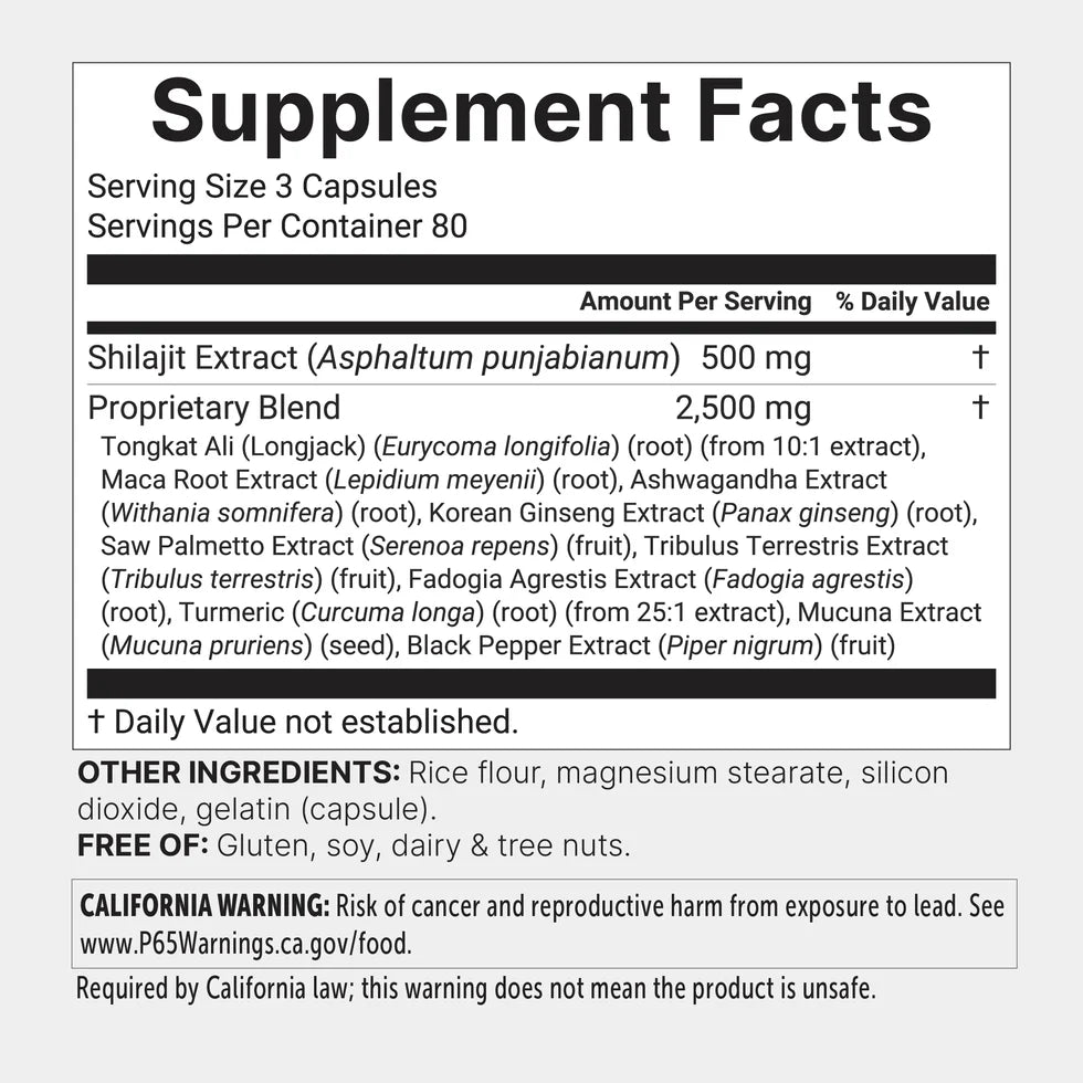 Micro Ingredients Shilajit 11-in-1 3000mg – Botanical Complex | 240 Capsules