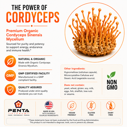 Penta Vitals Cordyceps 750 mg  90 Veg Caps