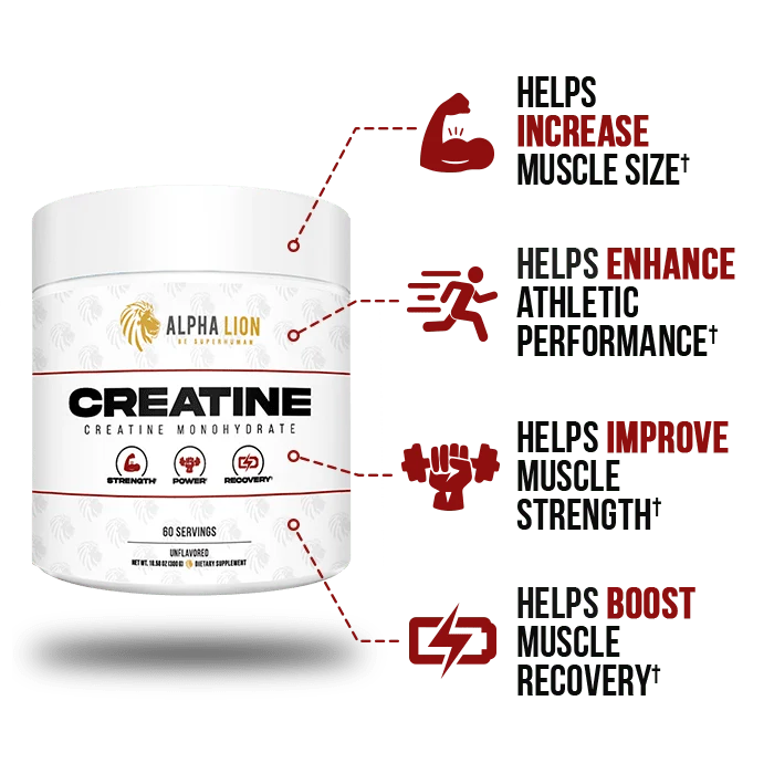 Alpha Lion Creatine Monohydrate – 5g Creatine, Unflavored, 60 Servings