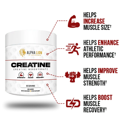 Alpha Lion Creatine Monohydrate – 5g Creatine, Unflavored, 60 Servings