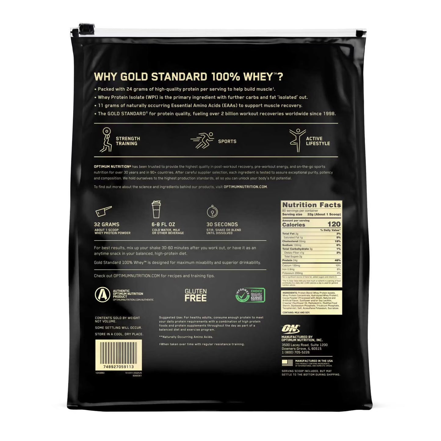 Optimum Nutrition Gold Standard 100% Whey Protein Powder - 5.64 lbs