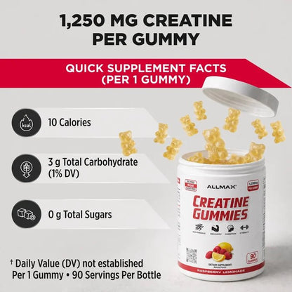 ALLMAX Creatine Gummies | 5g Creatine | Sugar-Free - Mann Nutrition