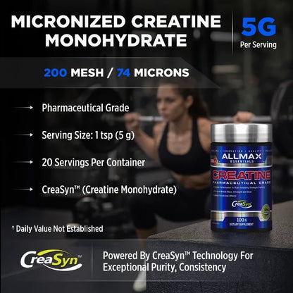 ALLMAX Creatine Monohydrate Powder – 100% Pure Micronized Creatine, 5g Per Serving - Mann Nutrition