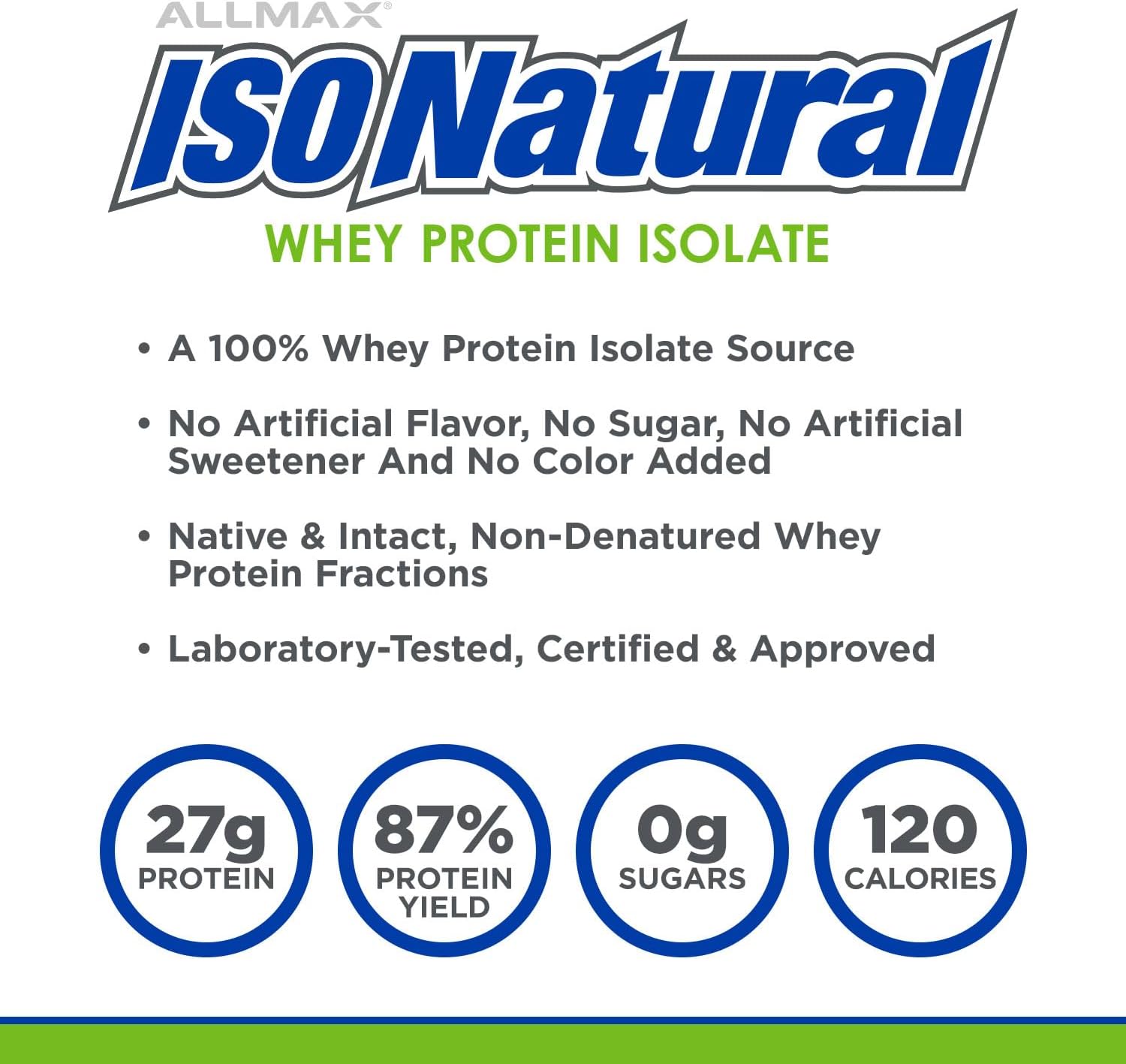 ALLMAX IsoNatural Pure Whey Protein Isolate 5 lbs - Vanilla  - Mann Nutrition