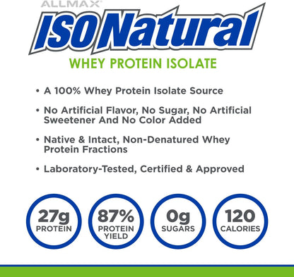 ALLMAX IsoNatural Pure Whey Protein Isolate 5 lbs - Vanilla  - Mann Nutrition