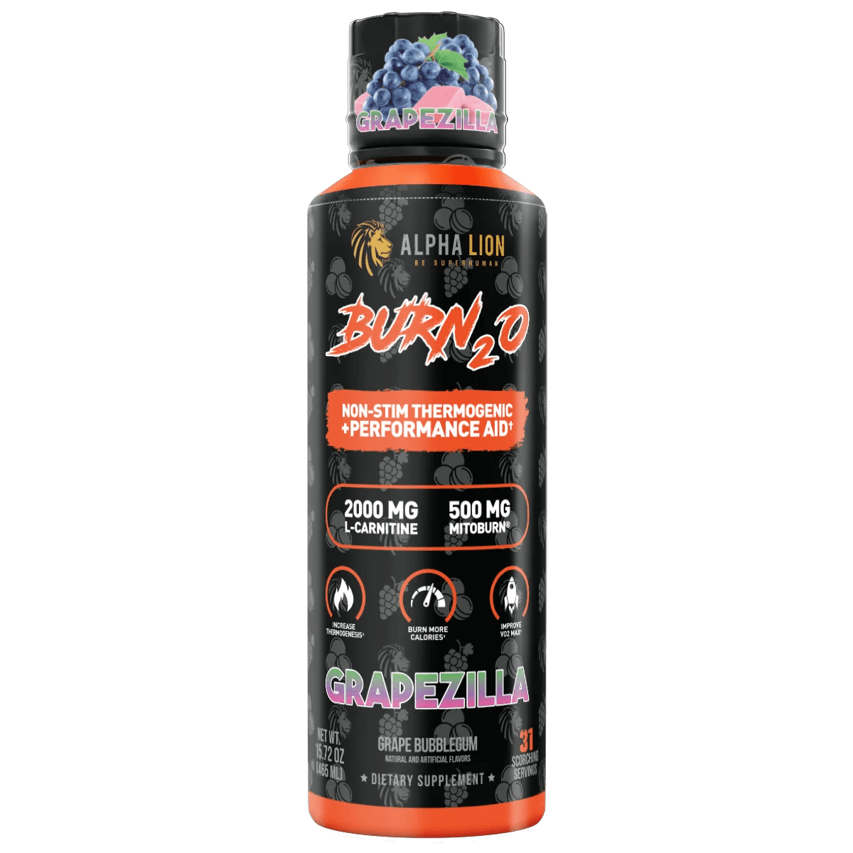 Alpha Lion BURN2O – Stimulant-Free Liquid Thermogenic & Performance Support, 31 Servings - Mann Nutrition