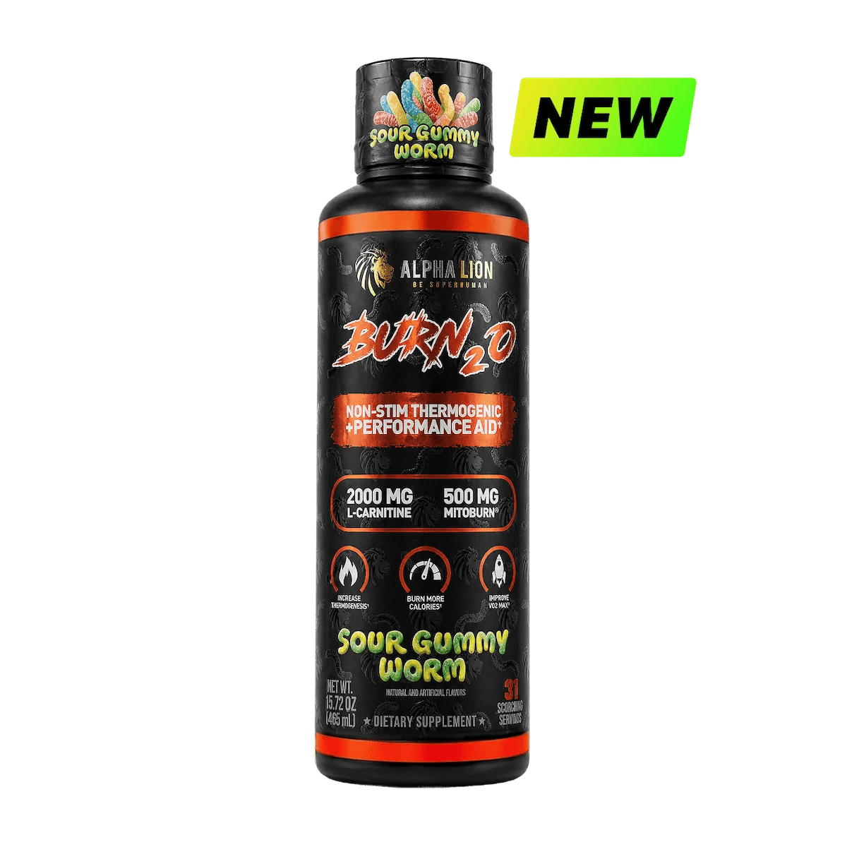 Alpha Lion BURN2O – Stimulant-Free Liquid Thermogenic & Performance Support, 31 Servings - Mann Nutrition