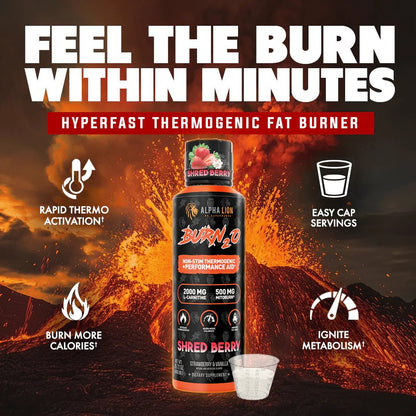 Alpha Lion BURN2O – Stimulant-Free Liquid Thermogenic & Performance Support, 31 Servings - Mann Nutrition