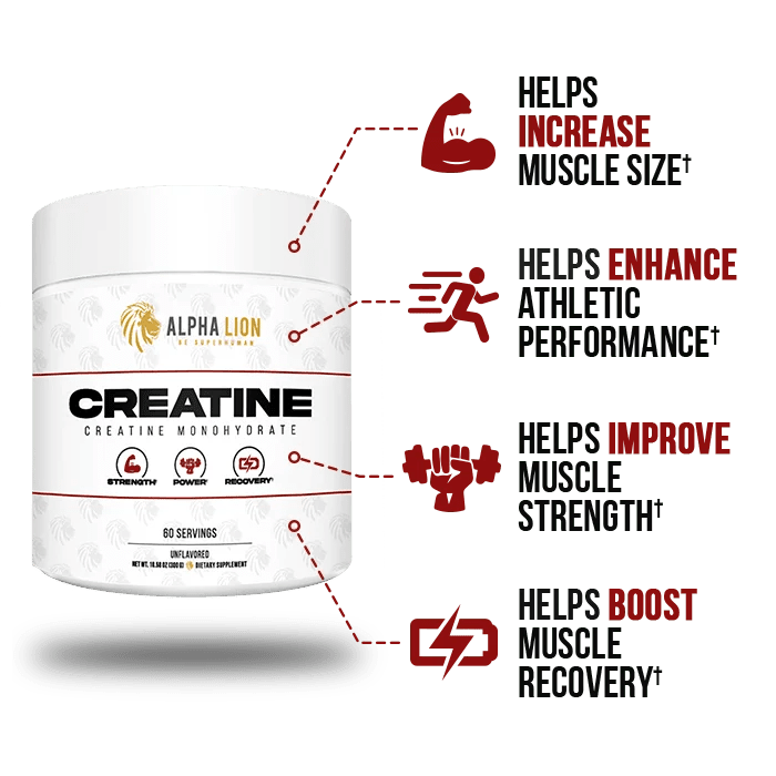 Alpha Lion Creatine Monohydrate – 5g Creatine, Unflavored, 60 Servings - Mann Nutrition