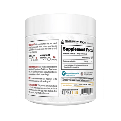 Alpha Lion Creatine Monohydrate – 5g Creatine, Unflavored, 60 Servings - Mann Nutrition