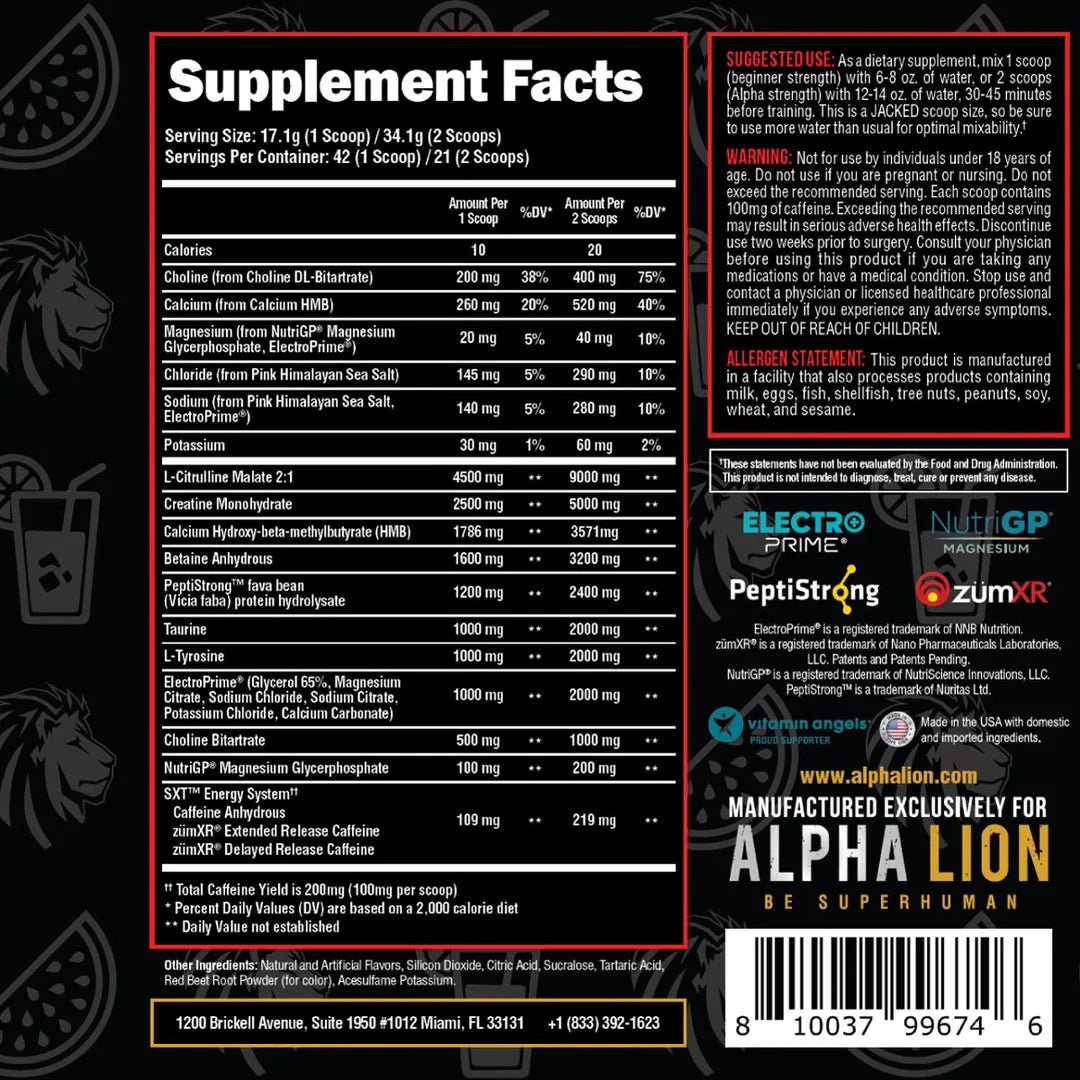 Alpha Lion Super Human Jacked Muscle Building Pre Workout  - Mann Nutrition