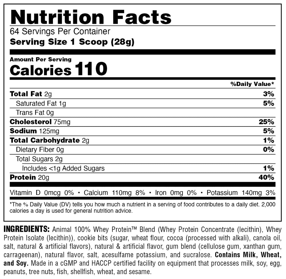 Animal 100% Whey Protein – 4 lb| Cookies & Cream Flavor - Mann Nutrition