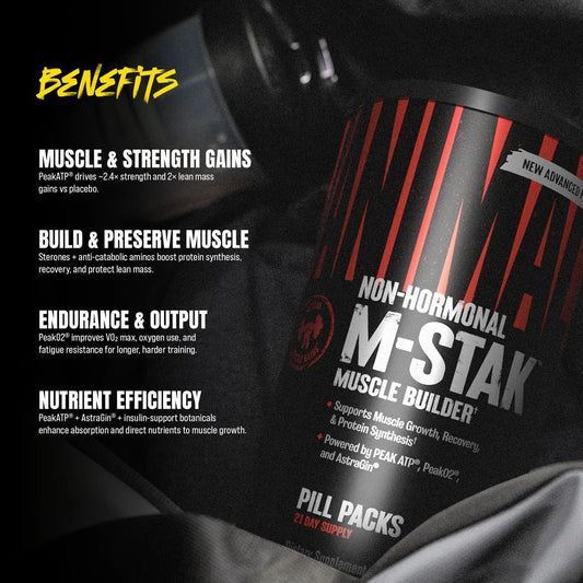 Animal M-Stak Muscle Builder – Non-Hormonal Lean Muscle Support | 21 Packs - Mann Nutrition