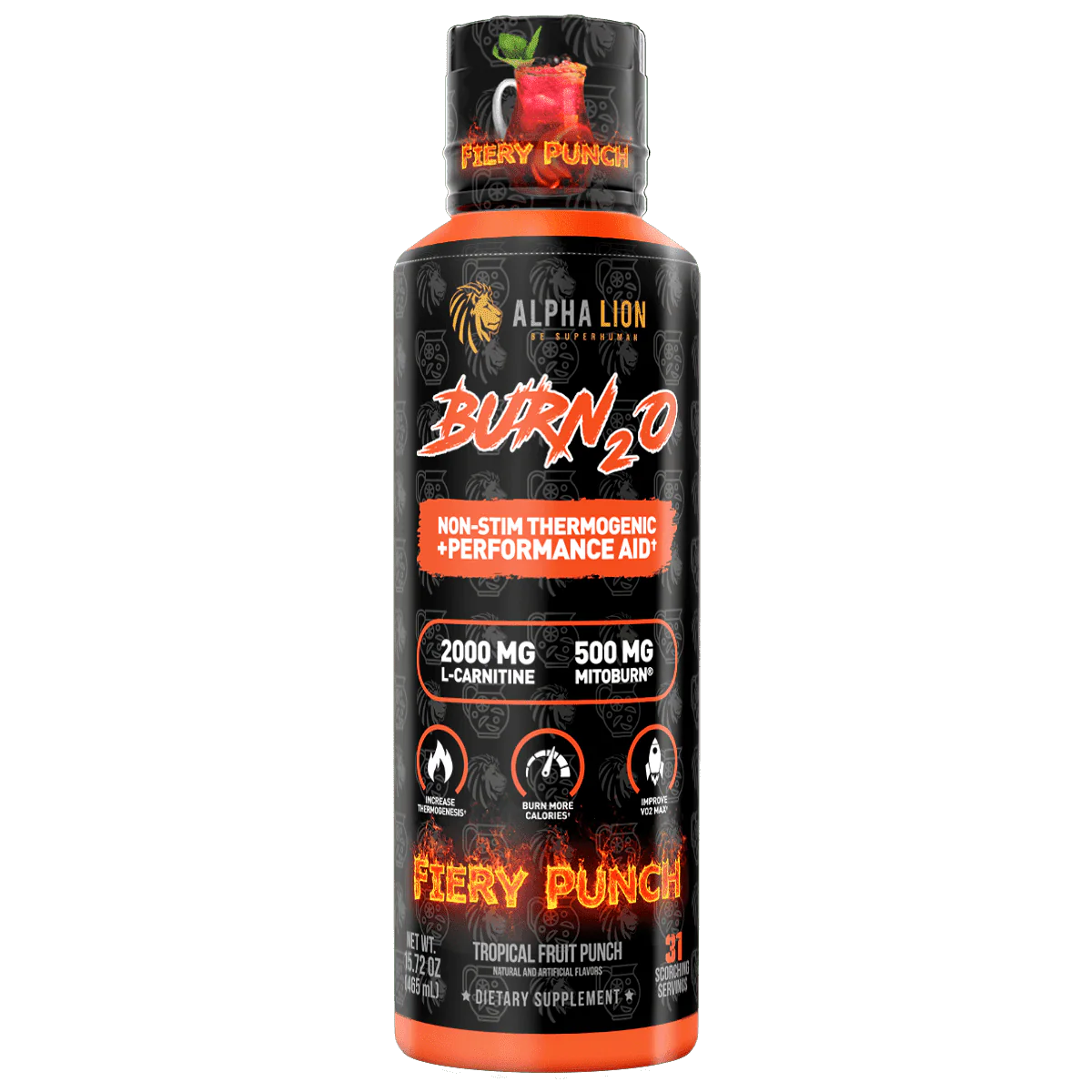 Alpha Lion BURN2O – Stimulant-Free Liquid Thermogenic & Performance Support, 31 Servings
