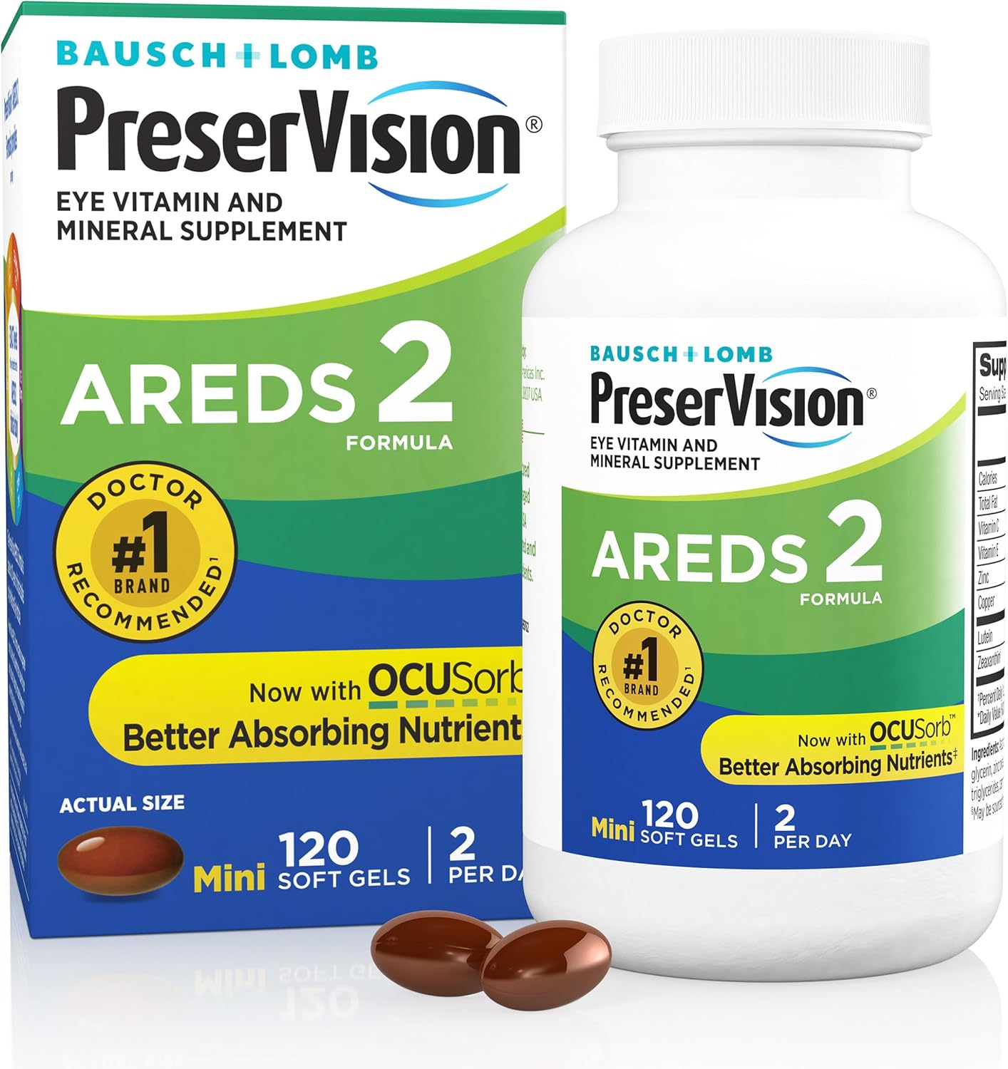 Bausch + Lomb PreserVision AREDS 2 Formula Eye Vitamin 120 Softgels  - Mann Nutrition