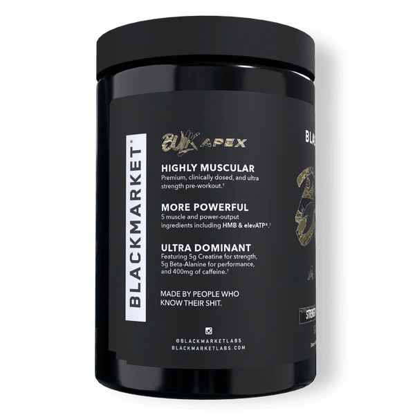 BlackMarket Labs BULK APEX Strength Pre-Workout | 400mg Caffeine | Creatine + HMB | 20 Servings - Mann Nutrition