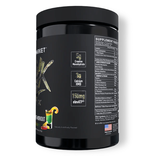 BlackMarket Labs BULK APEX Strength Pre-Workout | 400mg Caffeine | Creatine + HMB | 20 Servings - Mann Nutrition
