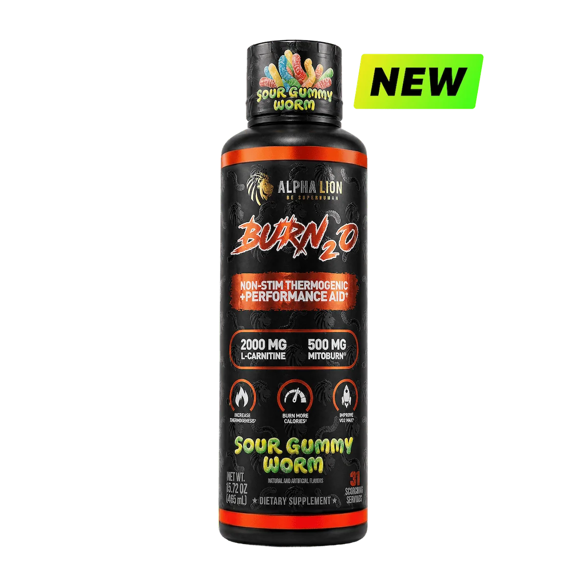Alpha Lion BURN2O – Stimulant-Free Liquid Thermogenic & Performance Support, 31 Servings