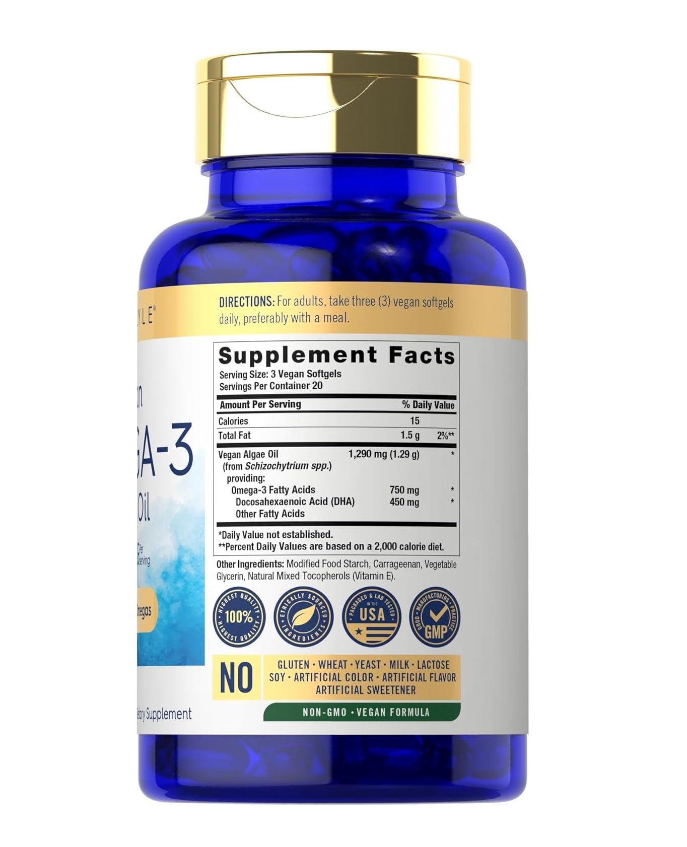 Carlyle Vegan Plant Based Omega 3 Supplement - 1290 mg - 60 Softgels  - Mann Nutrition
