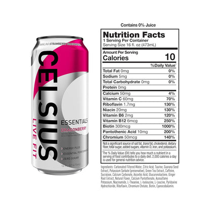 Celsius Essentials Energy Drinks 270mg Caffeine - Mann Nutrition