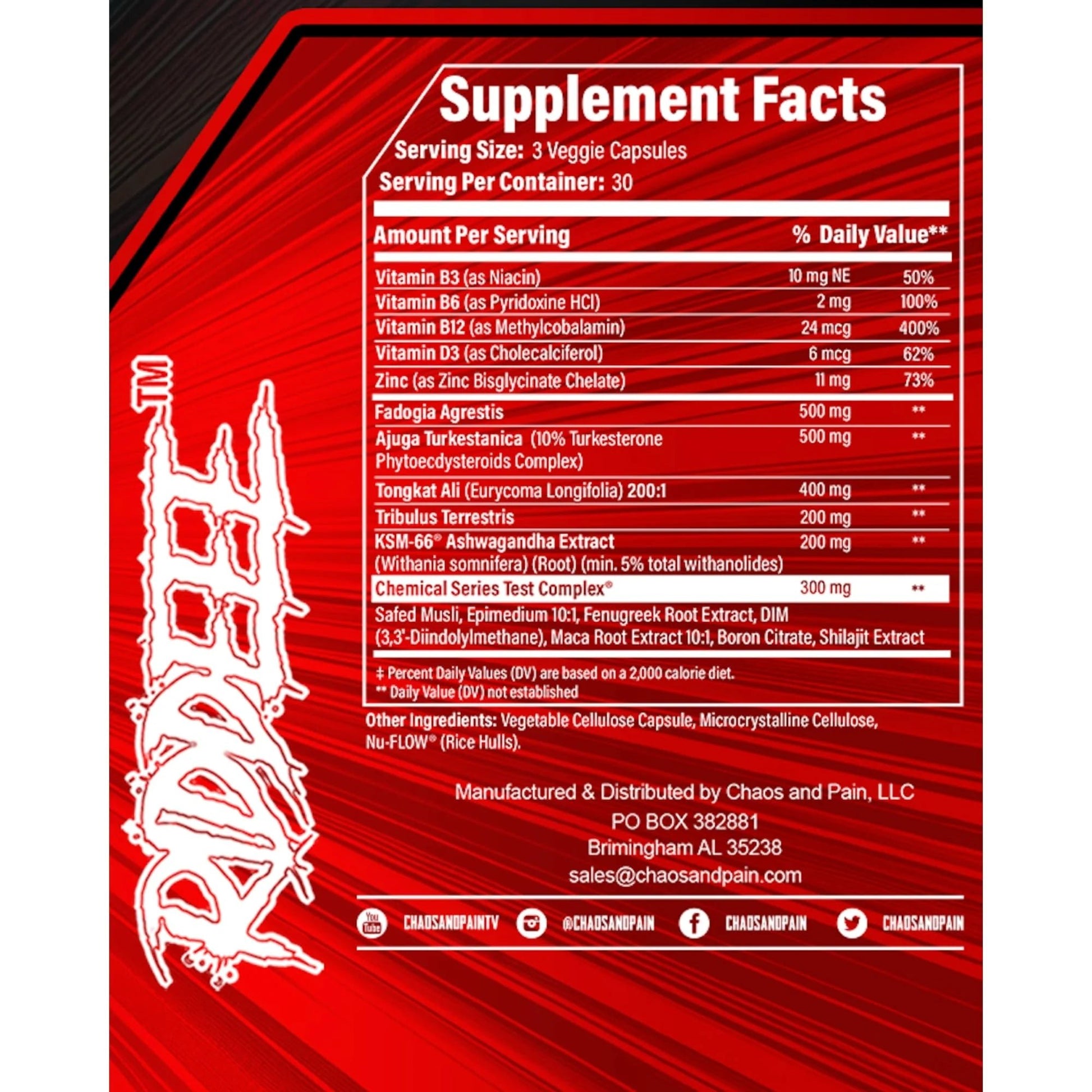 CHaos and Pain Chemical Test - Supreme Muscle Amplifier  - Mann Nutrition