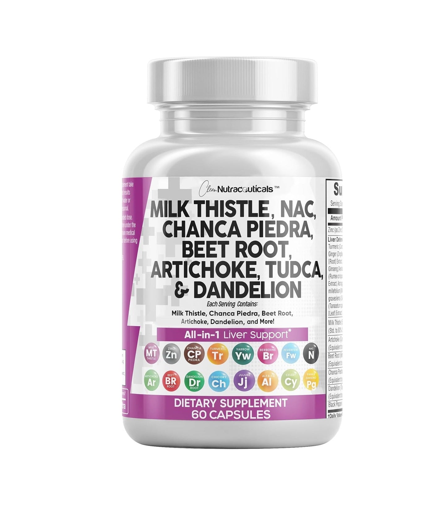 Clean Nutraceuticals Milk Thistle +NAC, Chanca Piedra, Beet Root, Artichoke & Dandelion Root - Mann Nutrition