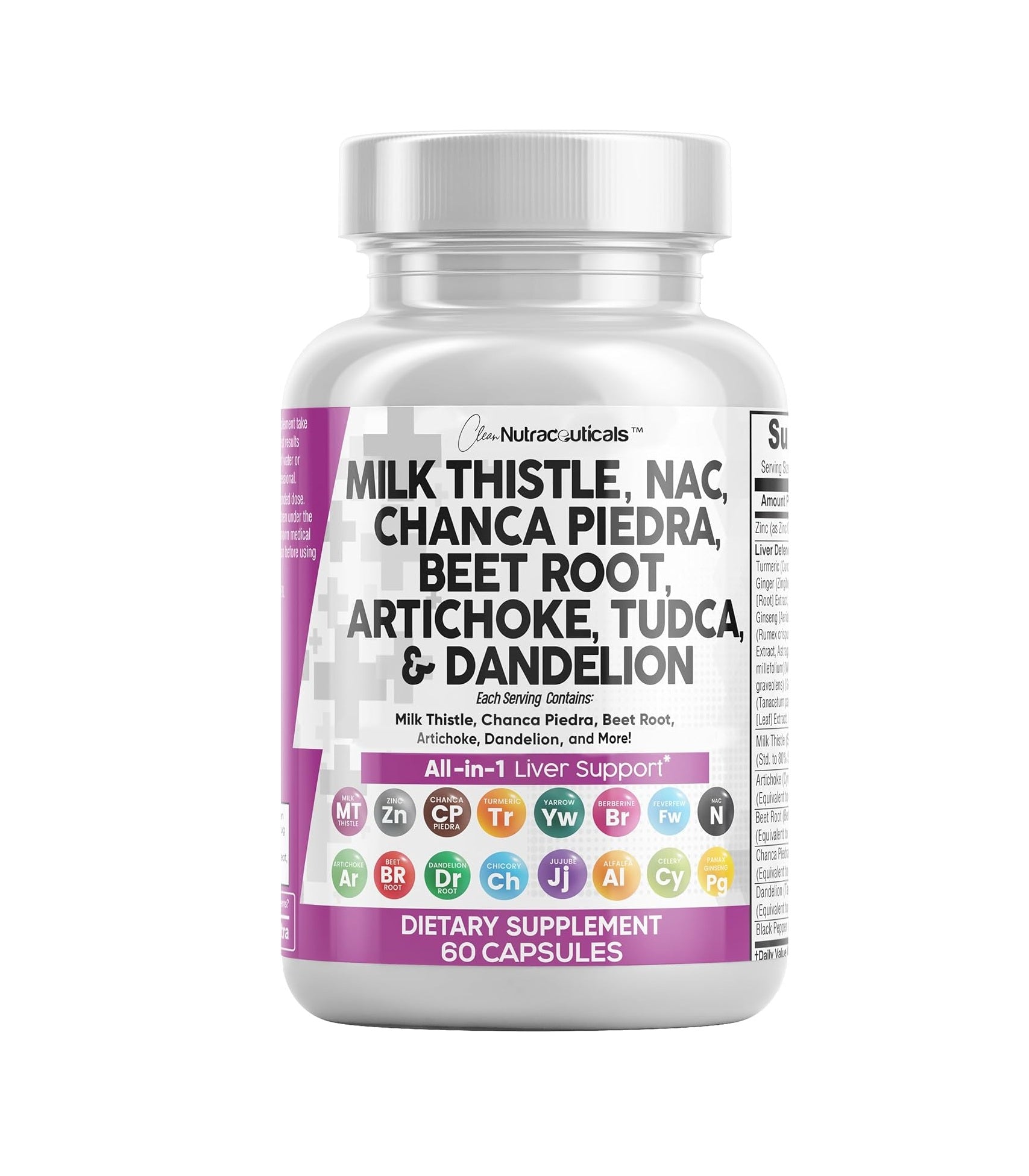 Clean Nutraceuticals Milk Thistle +NAC, Chanca Piedra, Beet Root, Artichoke & Dandelion Root - Mann Nutrition