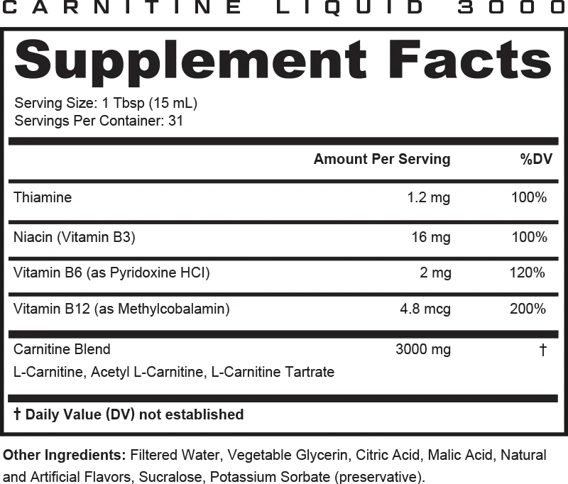 Cutler Liquid L - Carnitine 3000  - Mann Nutrition