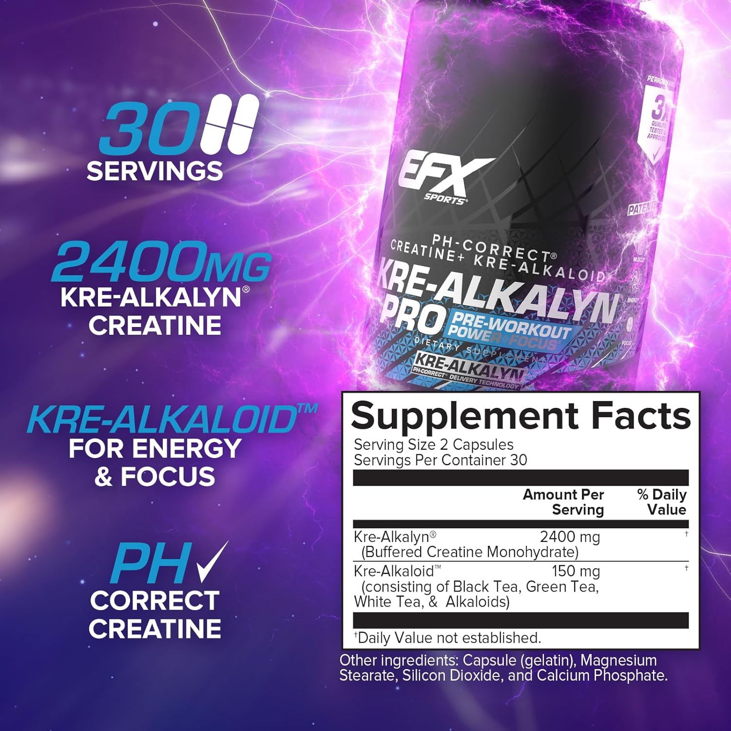 Efx Kre - Alkalyn PRO Creatine Pre Workout Capsules  - Mann Nutrition