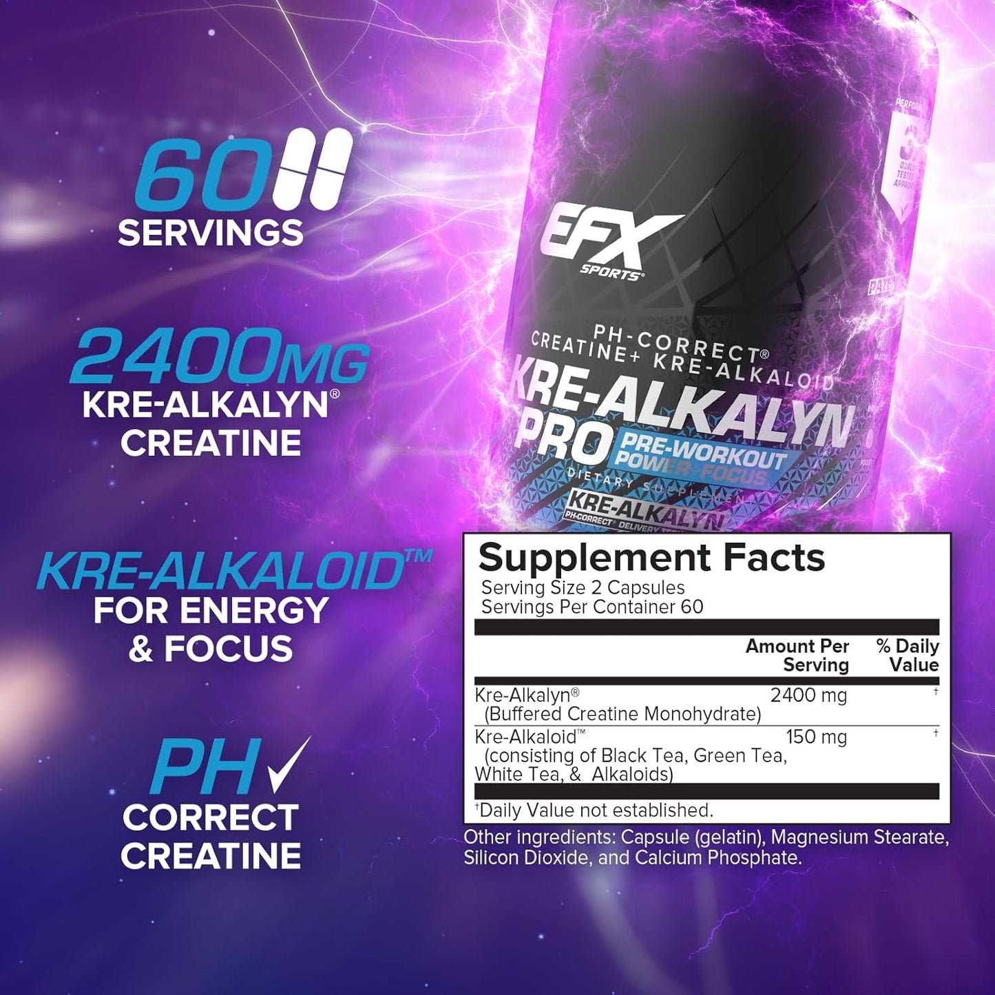 Efx Kre - Alkalyn PRO Creatine Pre Workout Capsules  - Mann Nutrition
