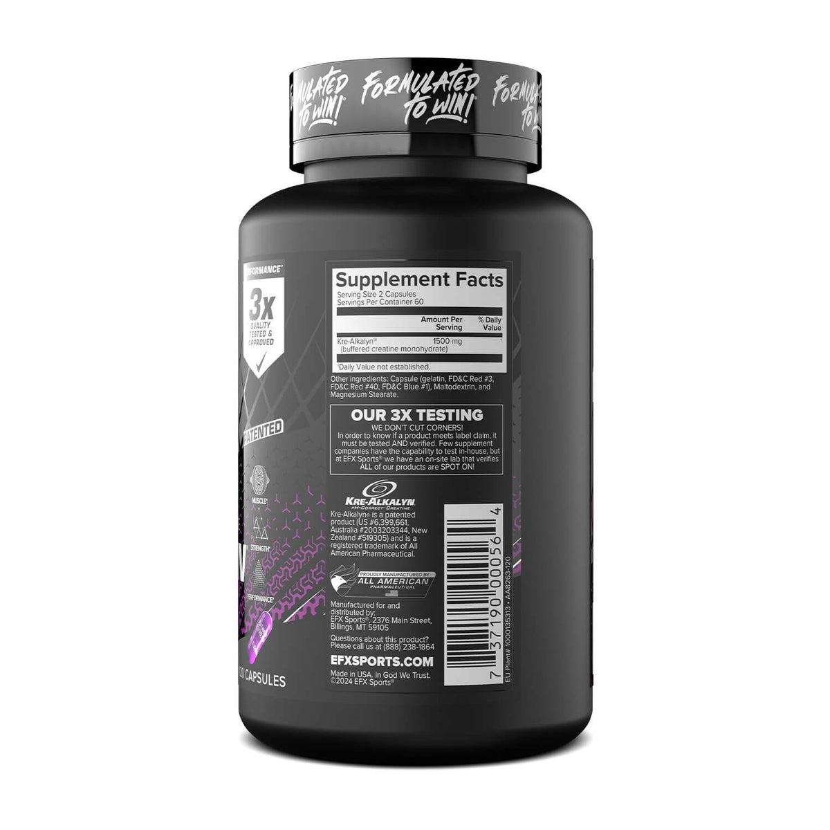 EFX Sports Kre-Alkalyn Creatine Capsules - Mann Nutrition