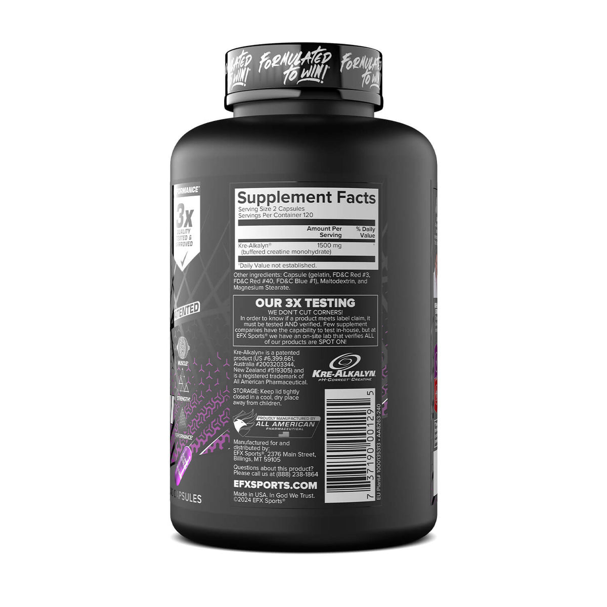 EFX Sports Kre-Alkalyn Creatine Capsules - Mann Nutrition