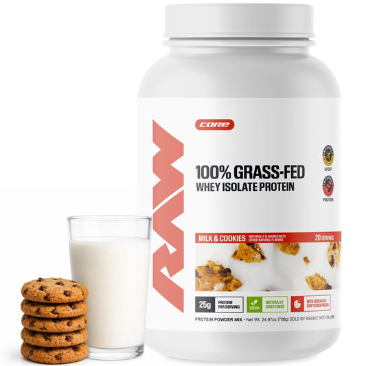 RAW 100% Grass Fed Whey Isolate Protein | Milk & Cookies Flavor | 20 Servings