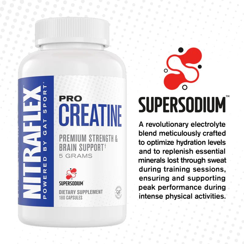 GAT Sport Nitraflex PRO Creatine | 5g Creatine Monohydrate + Super Sodium™ | 180 Capsules - Mann Nutrition