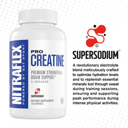 GAT Sport Nitraflex PRO Creatine | 5g Creatine Monohydrate + Super Sodium™ | 180 Capsules - Mann Nutrition