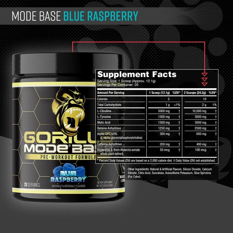 Gorilla Mind Gorilla Mode Base Pre-Workout | 20 Servings - Mann Nutrition