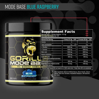 Gorilla Mind Gorilla Mode Base Pre-Workout | 20 Servings - Mann Nutrition